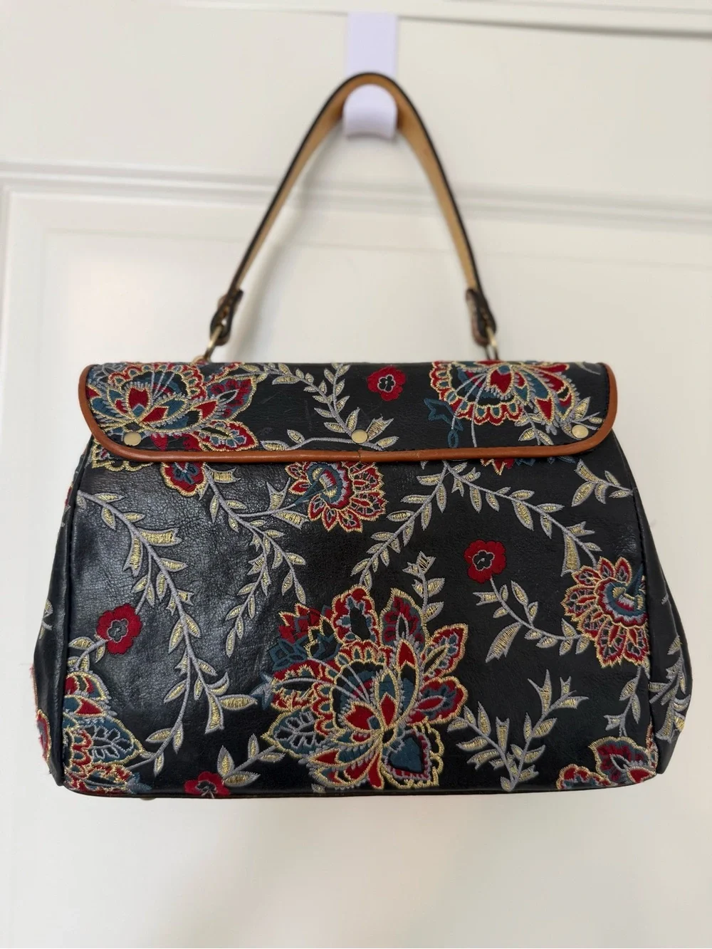 Patricia Nash Floral Embroidered Top-Handle Satchel Bag - Picture 2 of 15